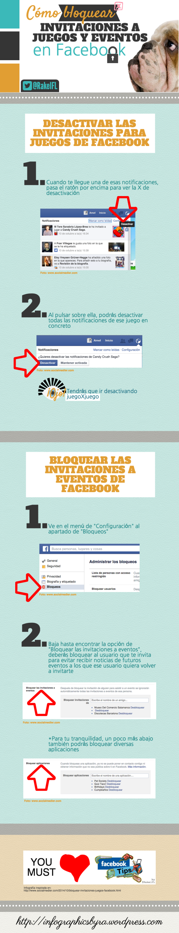 Cómo bloquear invitaciones a juegos y eventos en Facebook , infografía de Rakel Felipe